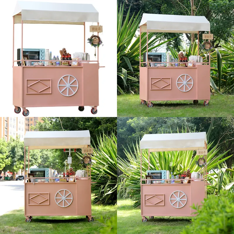 Snacks Food Stall - Mobile Hand Push Snack Cart Outdoor