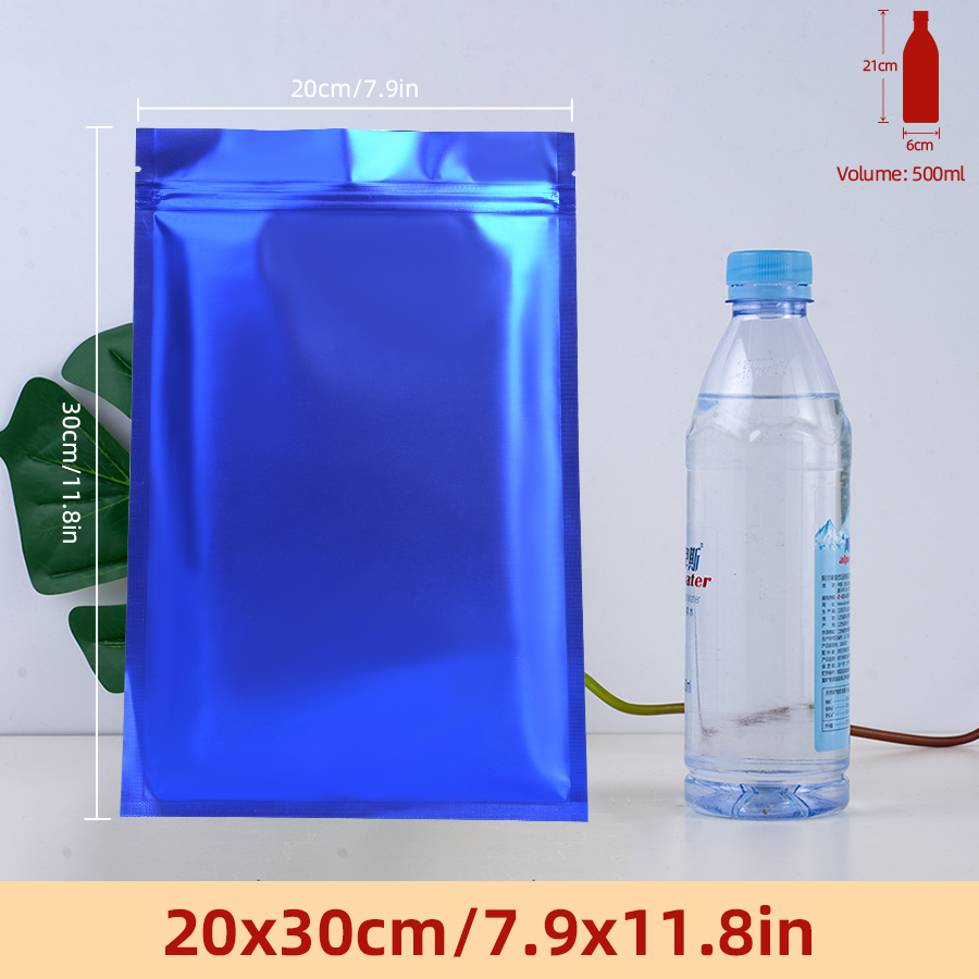 Food In Snacks - 100pcs Matte Blue Foil Zipper Pouches,